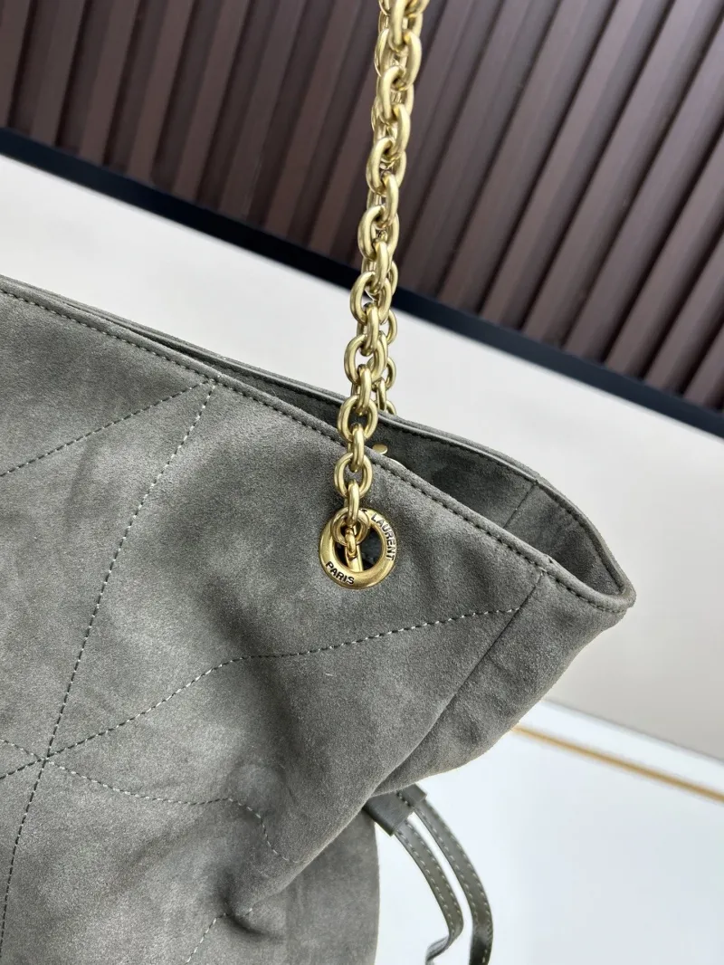 YSL Olive Green Suede Chain Tote Bag 35x35x10cm - Image 6