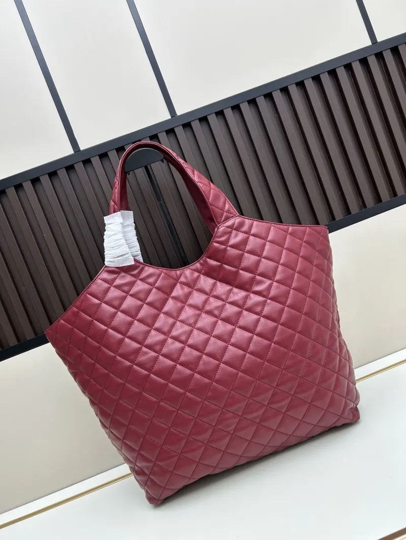 Alternative view of YSL Burgundy Quilted Leather Tote Bag with Pouch