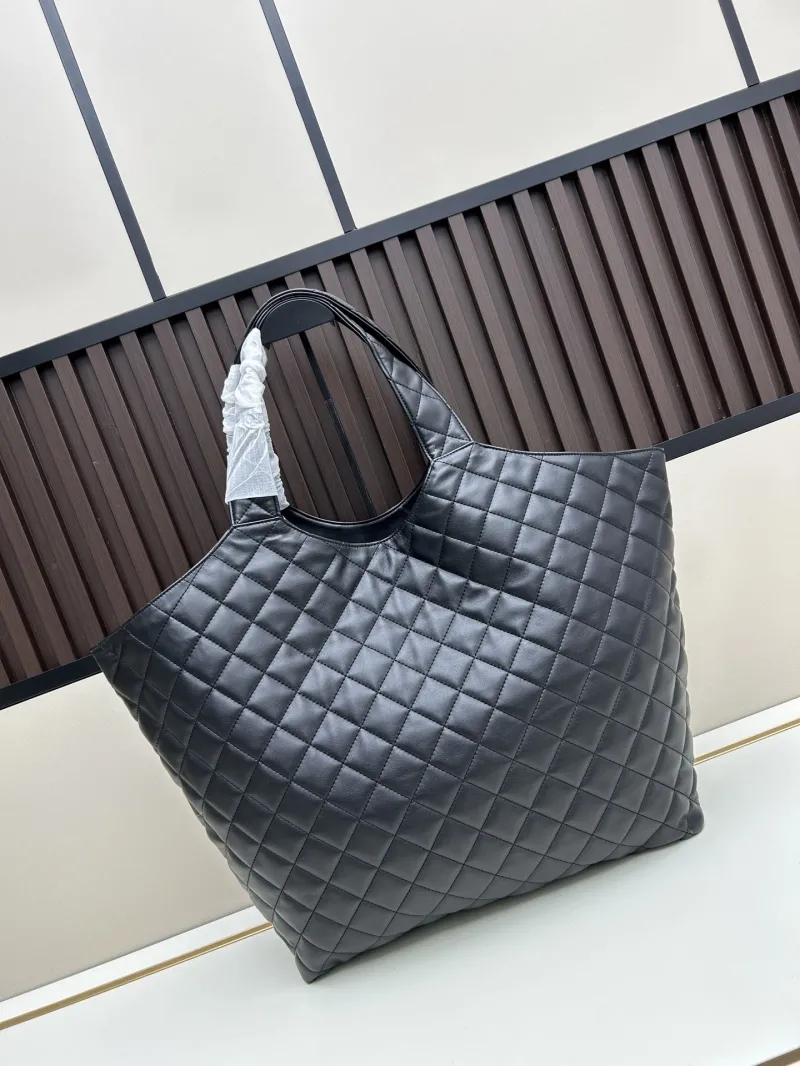 Alternative view of YSL Black Quilted Leather Tote Bag with Pouch