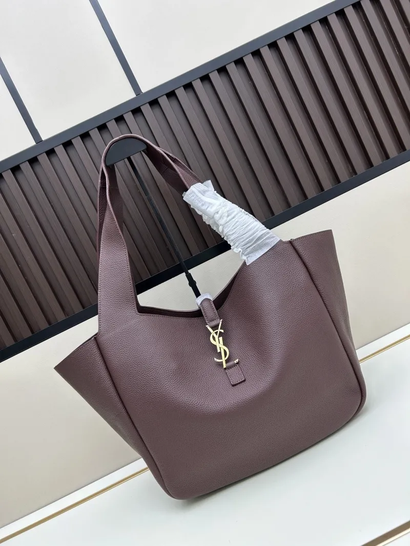 YSL Brown Leather Tote Bag