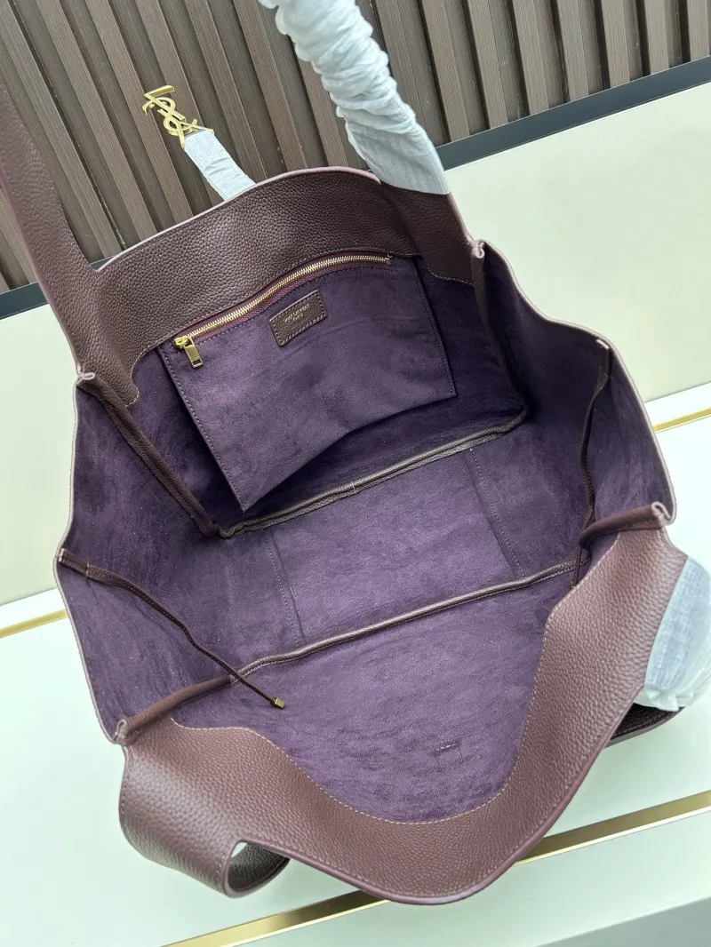 YSL Brown Leather Tote Bag - Image 7