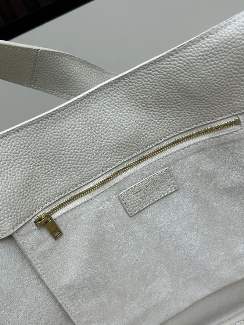YSL Cream Leather Tote Bag - Image 8