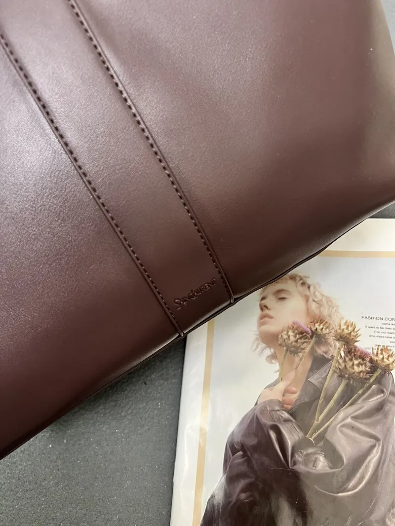 YSL Dark Brown Leather Tote Bag with Pouch Model 1616 - Image 4