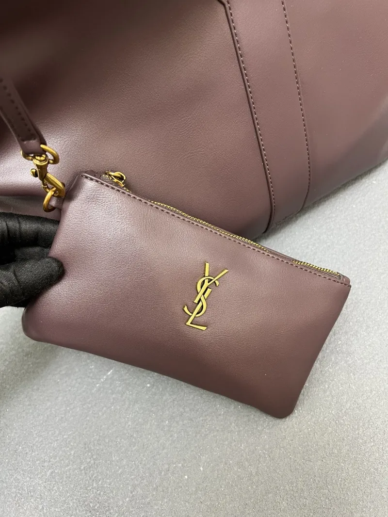 YSL Dark Brown Leather Tote Bag with Pouch Model 1616 - Image 6