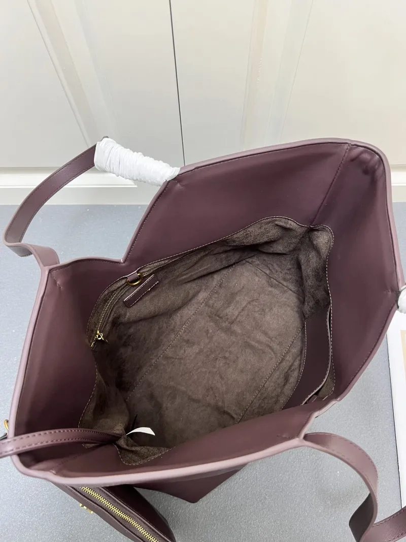 YSL Dark Brown Leather Tote Bag with Pouch Model 1616 - Image 8
