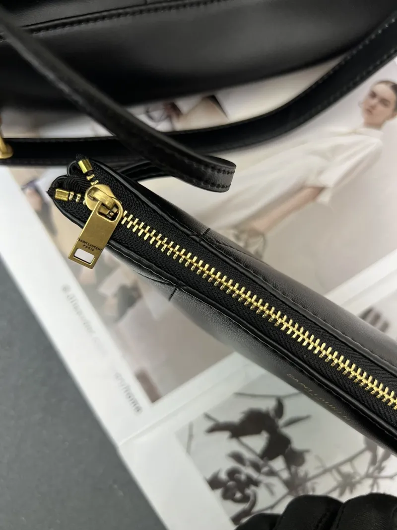 YSL Black Leather Tote Bag with Pouch kk809824 - Image 3