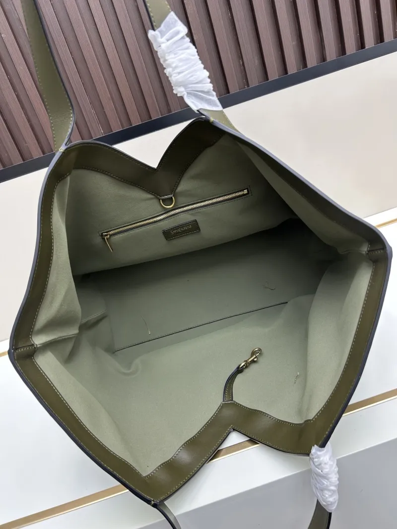 YSL Olive Green Leather Tote Bag 42 - Image 7
