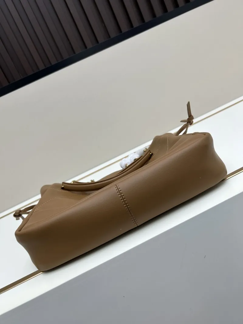 YSL Brown Leather Tote Bag with Mini Pouch - Image 6