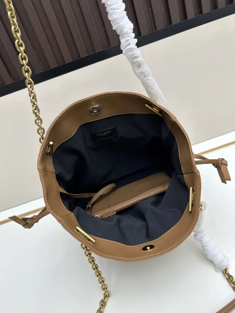 YSL Brown Leather Tote Bag with Mini Pouch - Image 7