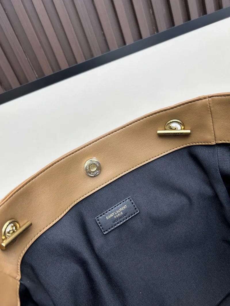 YSL Brown Leather Tote Bag with Mini Pouch - Image 8