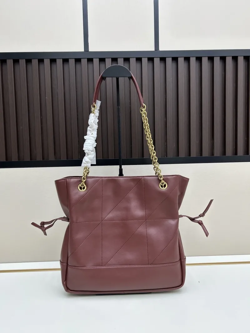Alternative view of YSL Burgundy Quilted Leather Tote Bag with Mini Pouch