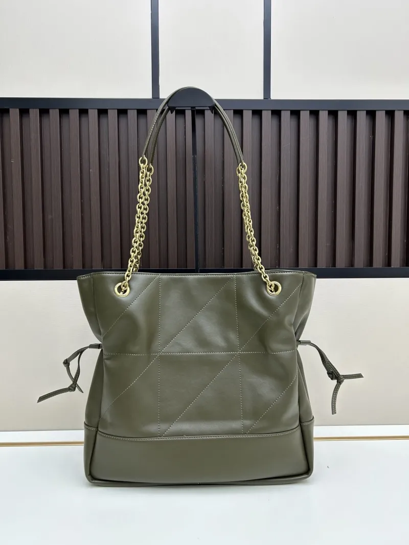 Alternative view of YSL Olive Green Leather Tote Bag with Pouch