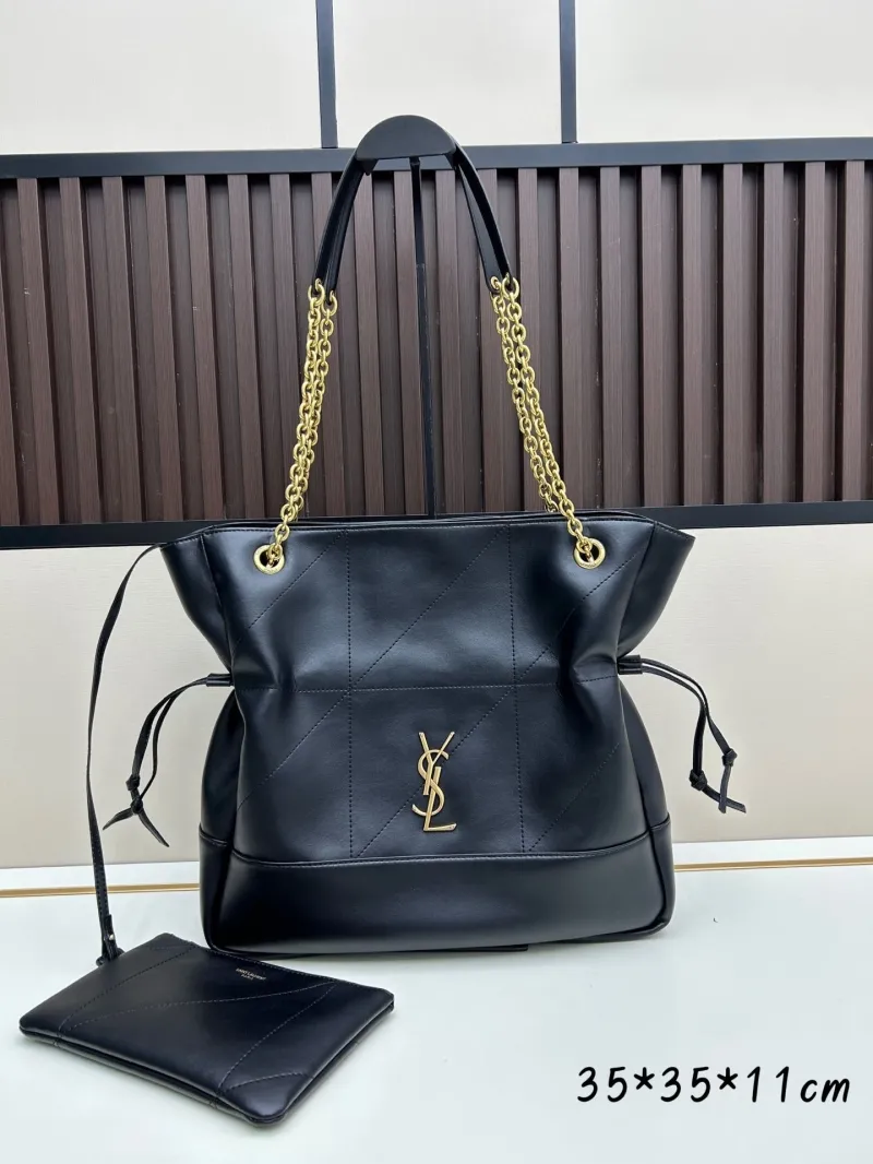 YSL Black Leather Tote Bag with Pouch 51