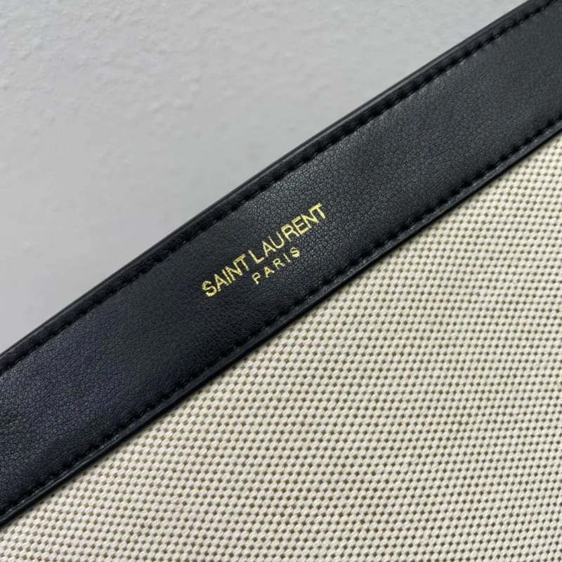 Saint Laurent Black Beige Canvas Tote Bag 39cm with Pouch S08013 - Image 4
