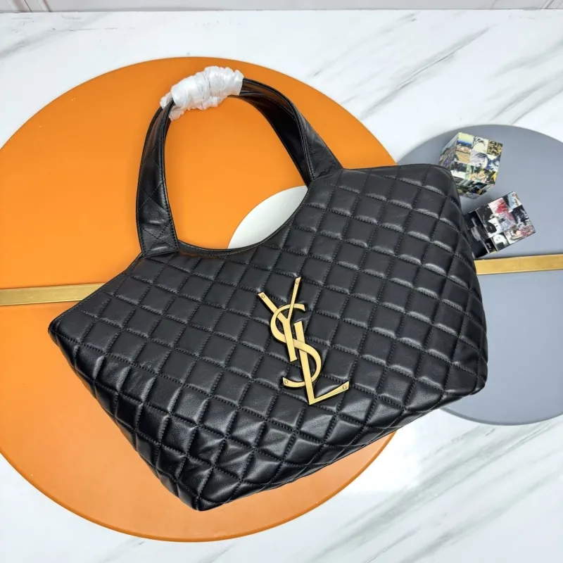 YSL Black Quilted Leather Tote Bag 55