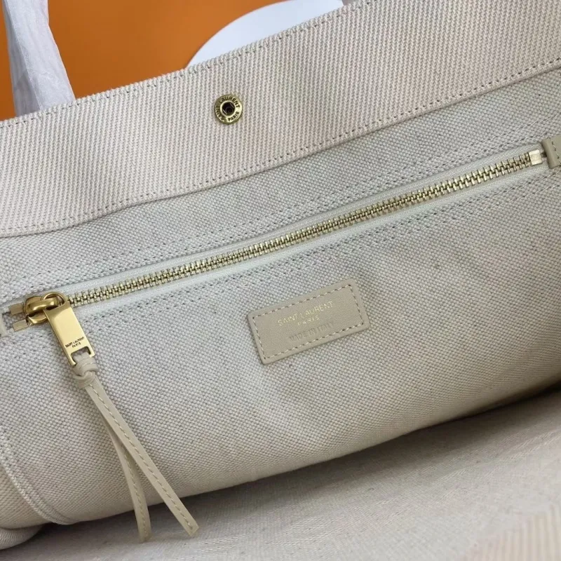 Saint Laurent Rive Gauche Beige Canvas Tote Bag - Image 7