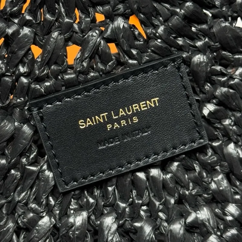 YSL Black Straw Tote Bag - Image 8