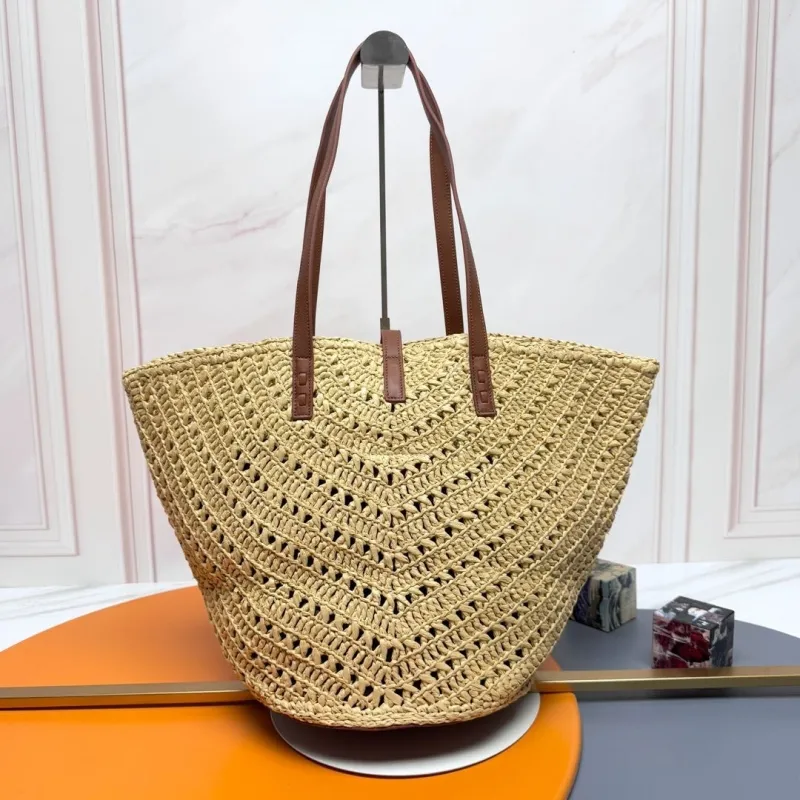 YSL Straw Tote Bag 77 Beige - Image 3