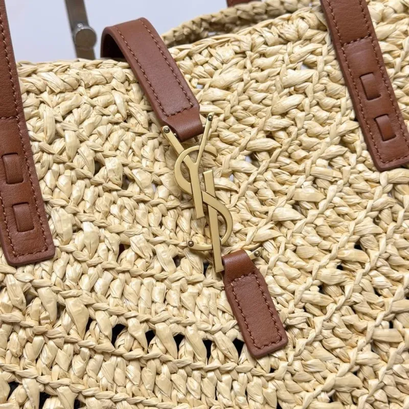 YSL Straw Tote Bag 77 Beige - Image 4