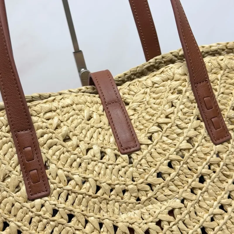 YSL Straw Tote Bag 77 Beige - Image 5