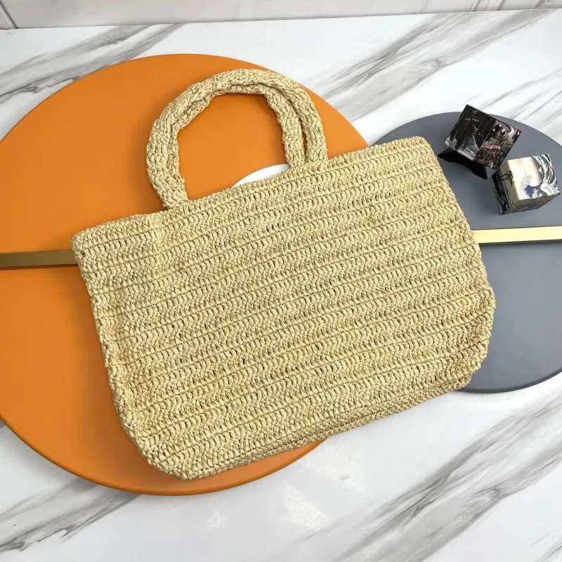 Saint Laurent Rive Gauche Beige Straw Tote Bag - Image 6