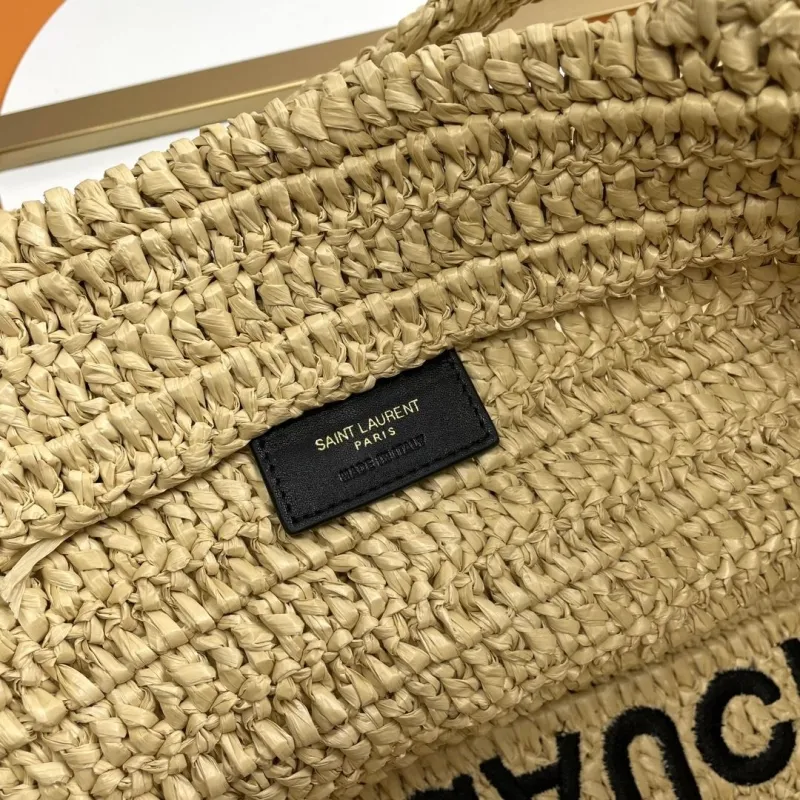 Saint Laurent Rive Gauche Beige Straw Tote Bag - Image 8