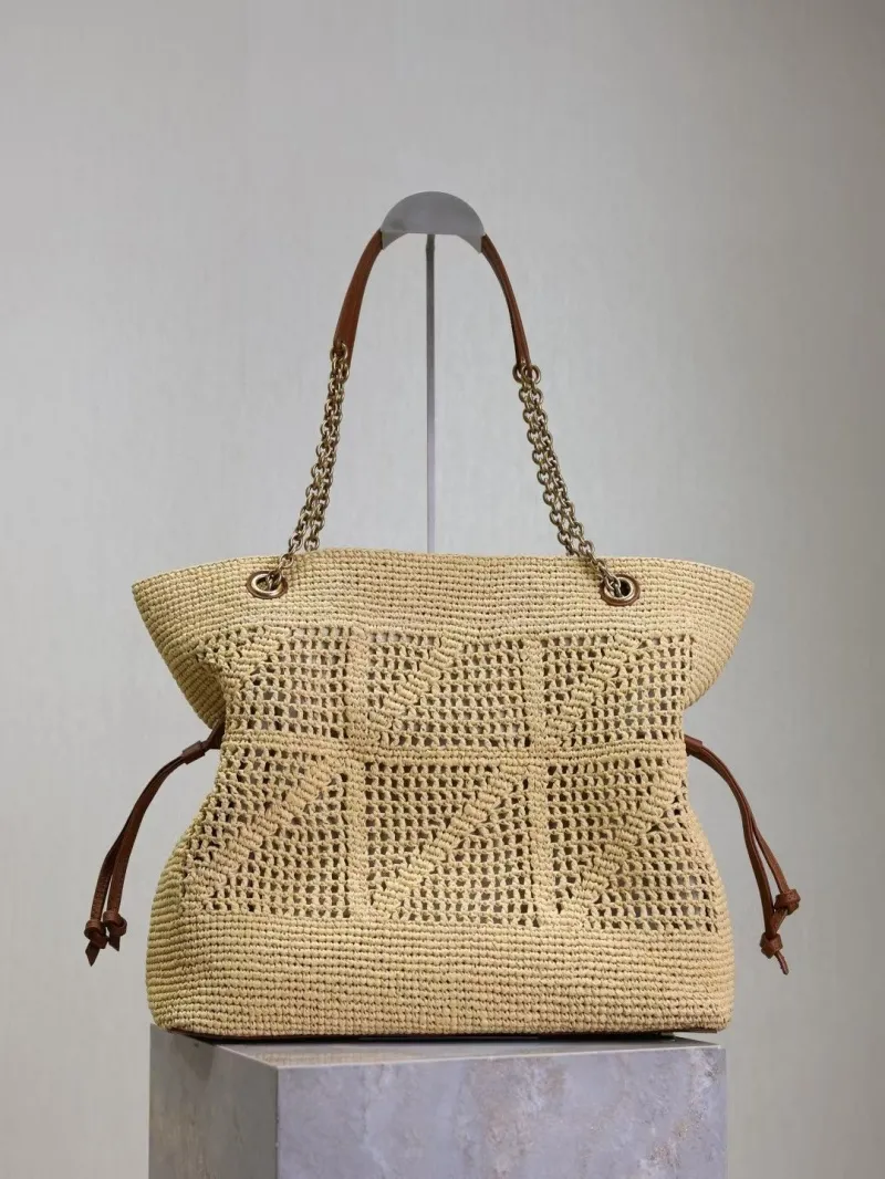 YSL Beige Raffia Tote Bag 82 - Image 3