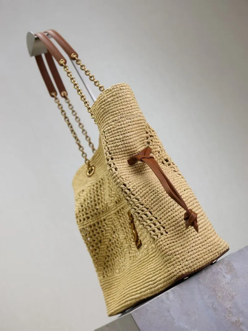 YSL Beige Raffia Tote Bag 82 - Image 5