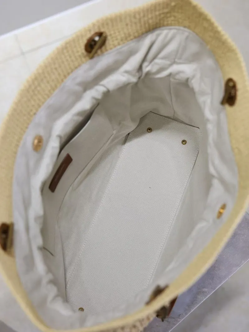 YSL Beige Raffia Tote Bag 82 - Image 9