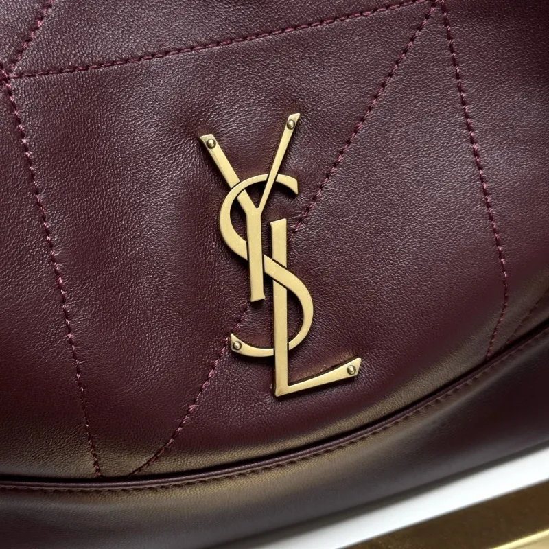 YSL Burgundy Leather Tote Bag with Pouch - Image 4