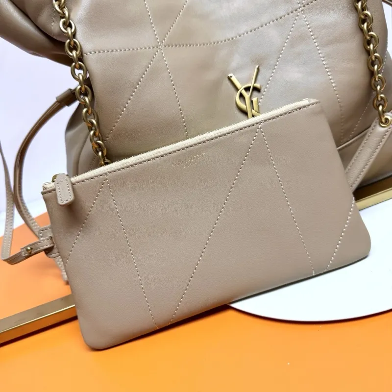YSL Beige Tote Bag with Pouch - Image 4