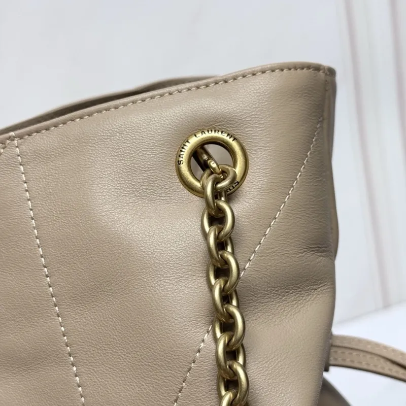 YSL Beige Tote Bag with Pouch - Image 7