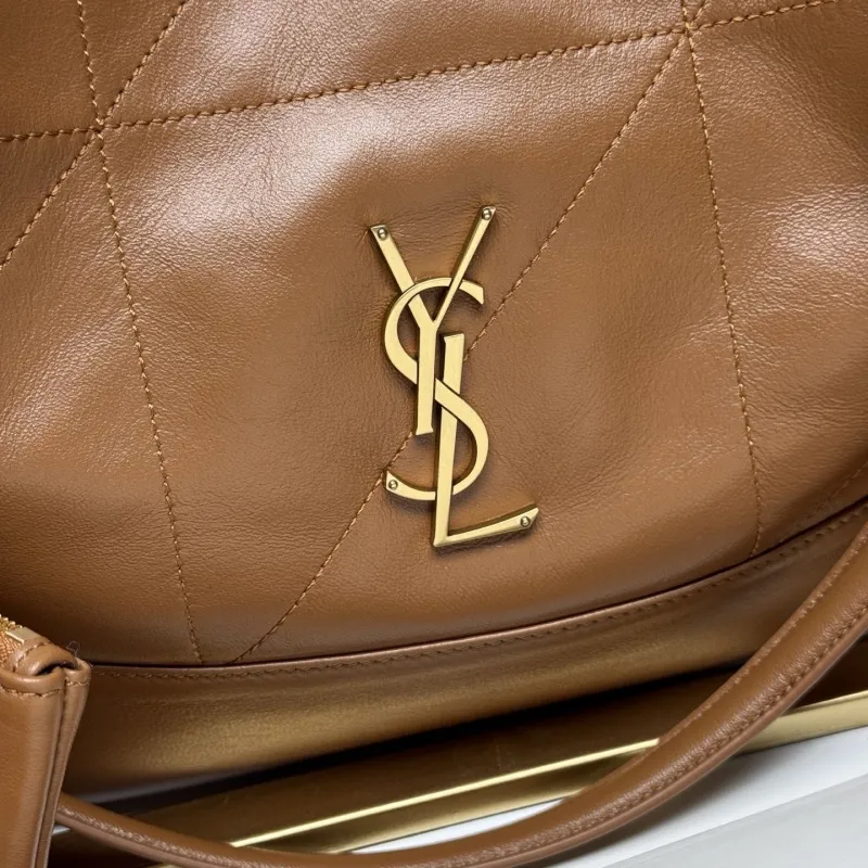 YSL Brown Leather Tote Bag with Small Pouch - Image 4