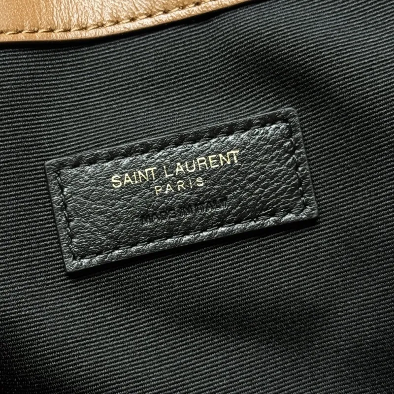 YSL Brown Leather Tote Bag with Small Pouch - Image 8