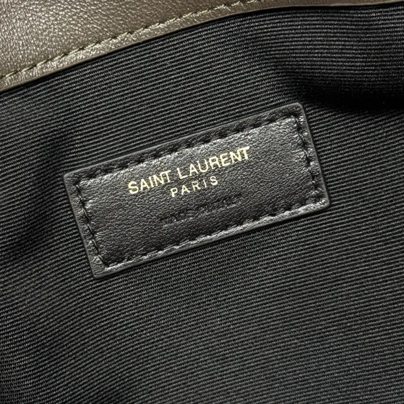 YSL Dark Brown Leather Tote Bag with Small Pouch - Image 9