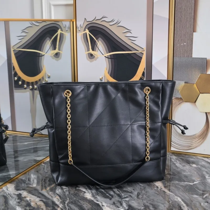 YSL Black Leather Tote Bag with Pouch - Image 3