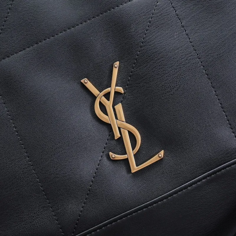 YSL Black Leather Tote Bag with Pouch - Image 4