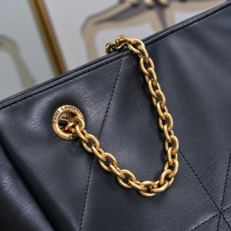 YSL Black Leather Tote Bag with Pouch - Image 6