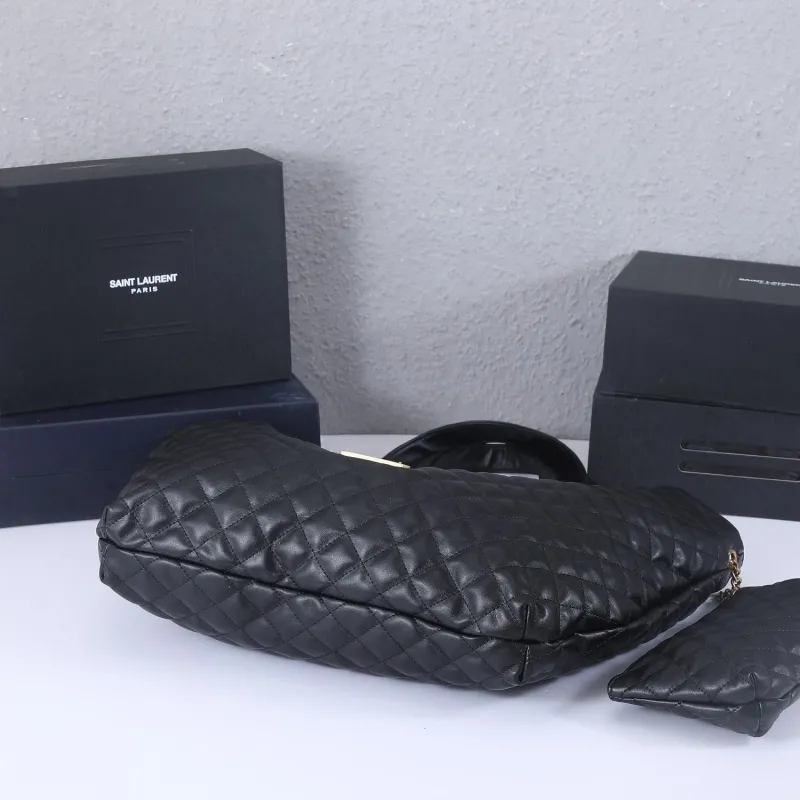 YSL Black Quilted Tote Bag with Pouch - Image 6