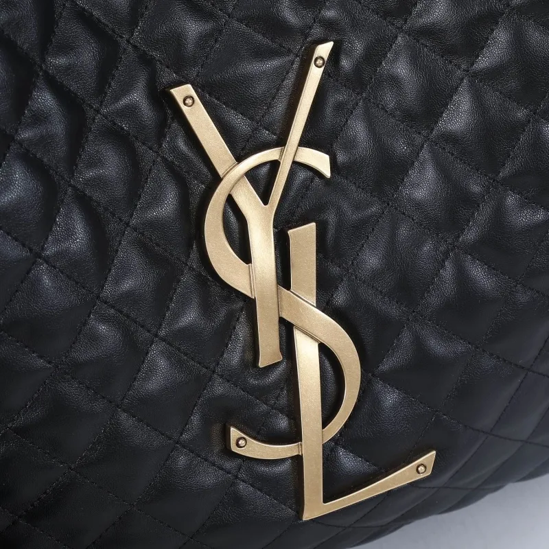 YSL Black Quilted Tote Bag with Pouch - Image 7