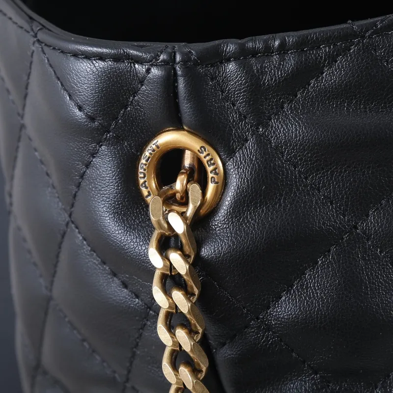 YSL Black Quilted Tote Bag with Pouch - Image 8