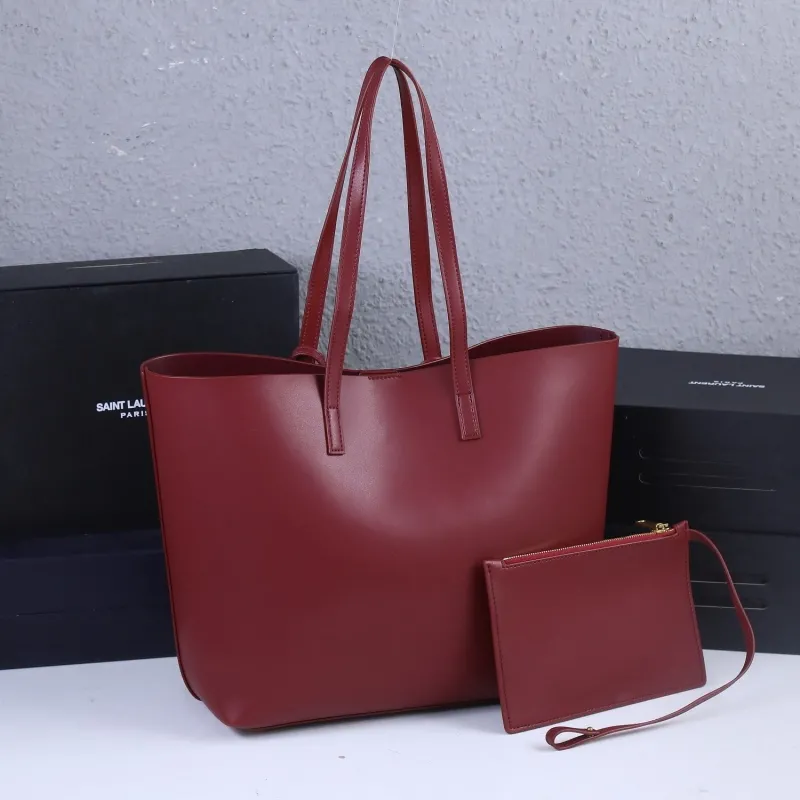 Saint Laurent Burgundy Tote Bag with Pouch 107 - Image 3