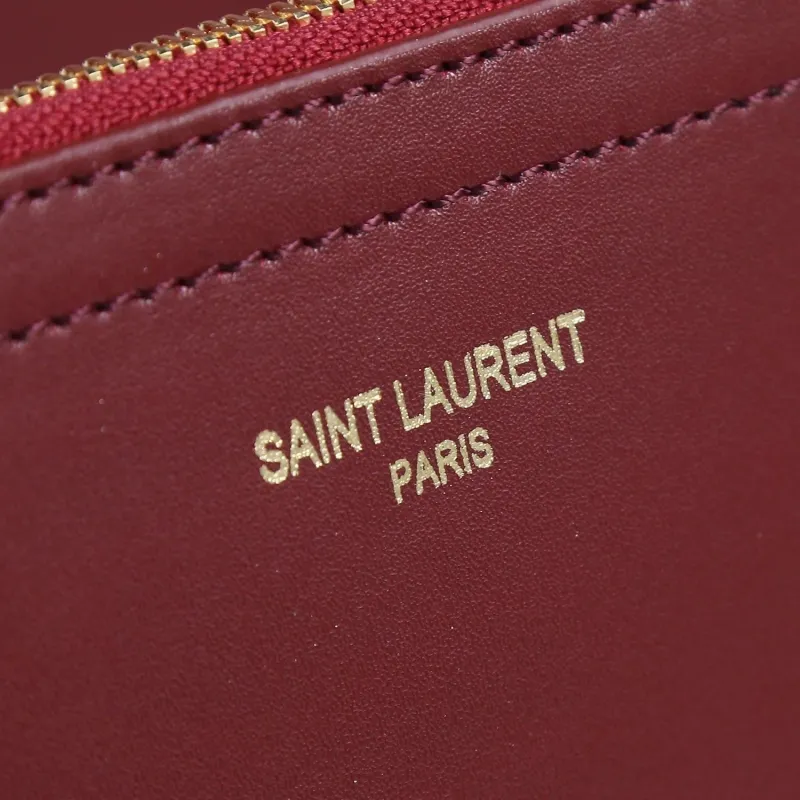 Saint Laurent Burgundy Tote Bag with Pouch 107 - Image 6