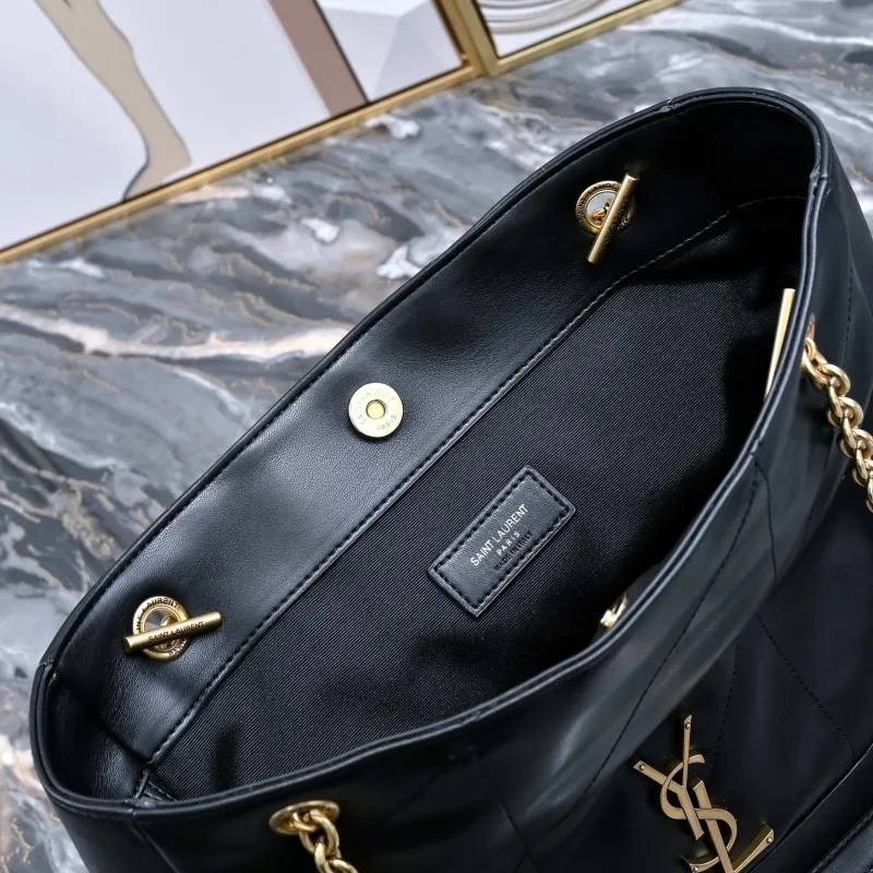 YSL Black Quilted Leather Tote Bag with Pouch - Image 6
