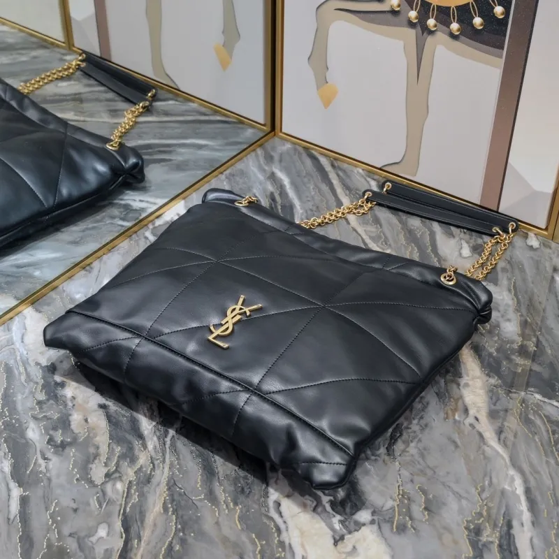 YSL Black Leather Chain Tote Bag 110 - Image 3