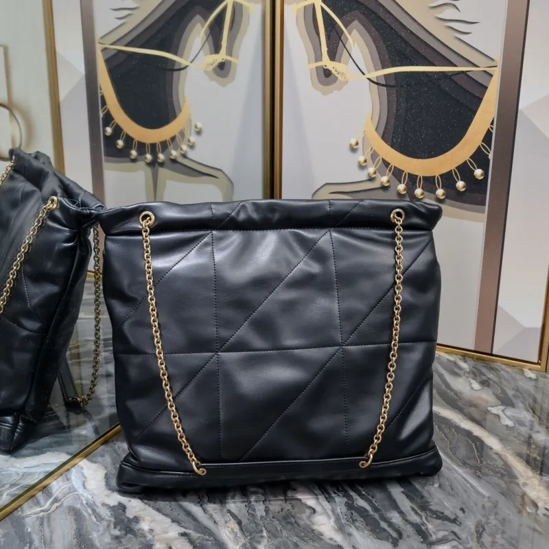 YSL Black Leather Chain Tote Bag 110 - Image 4