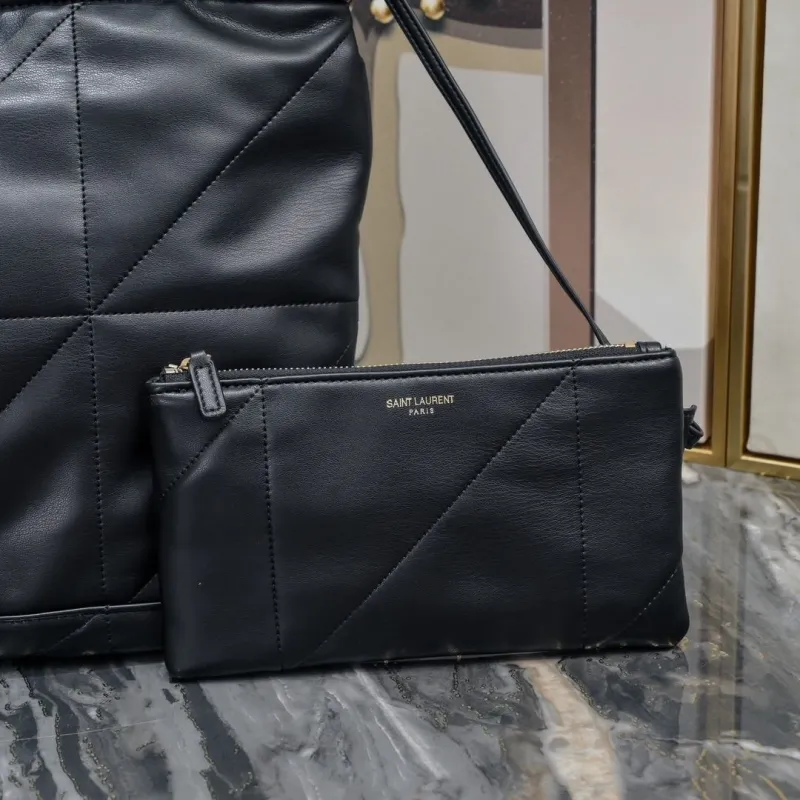 YSL Black Leather Chain Tote Bag 110 - Image 6