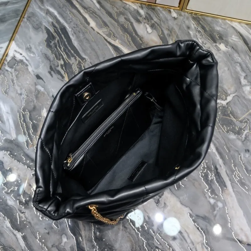 YSL Black Leather Chain Tote Bag 110 - Image 8