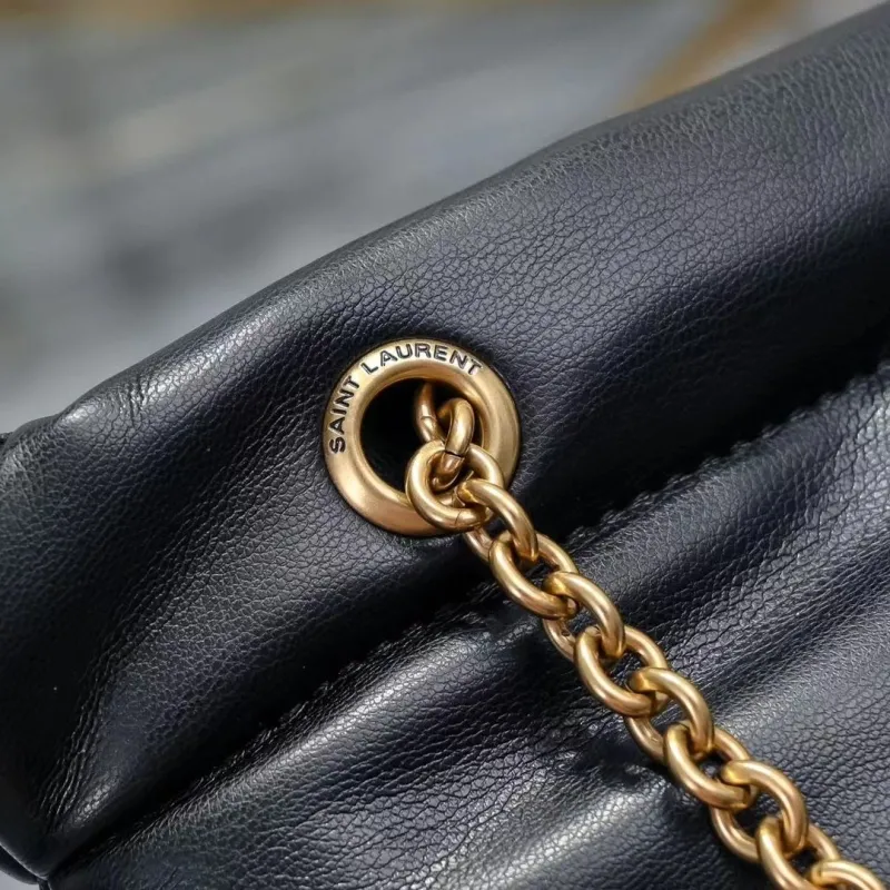 YSL Black Leather Chain Tote Bag 110 - Image 9