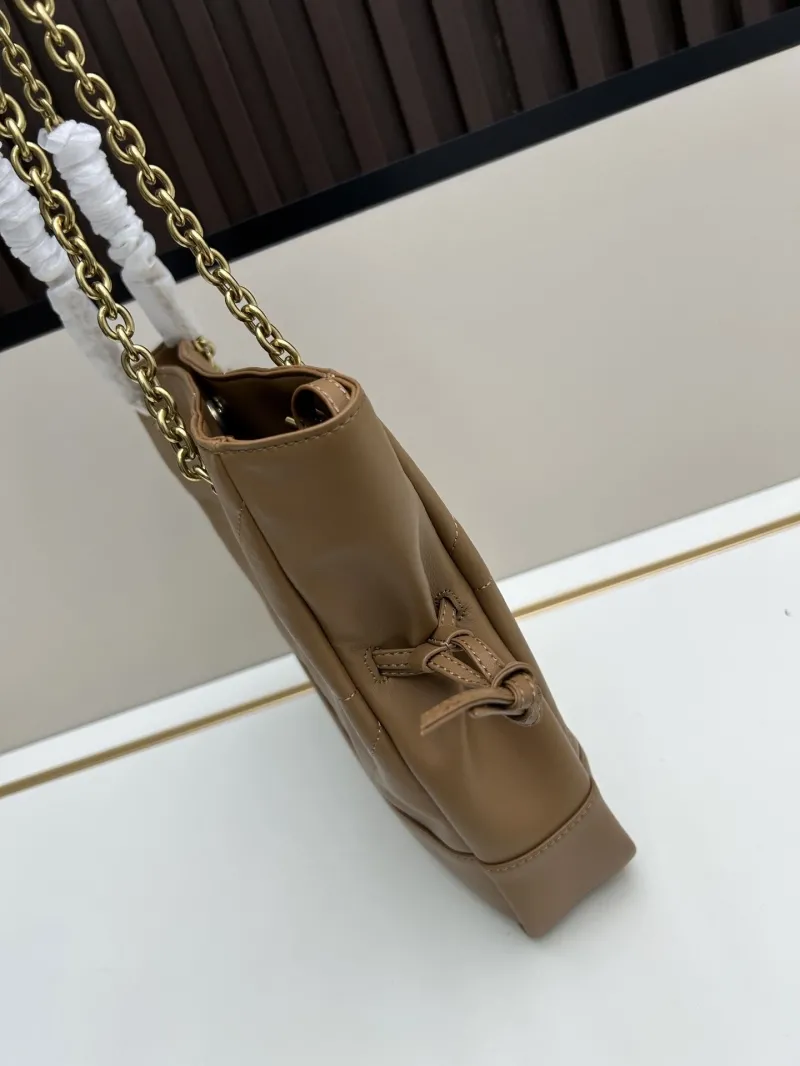 YSL Brown Leather Tote Bag with Pouch - Image 3